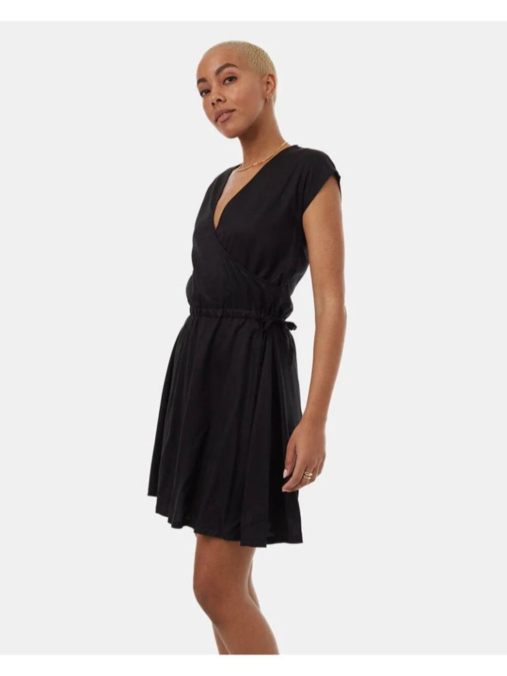 Tentree black Woven Tencel Wrap Dress | Size MEDIUM